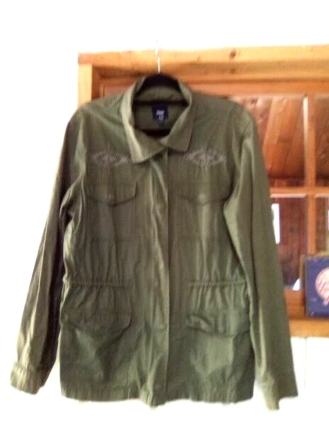 Gap Green Utility Military Anorak Zip Lightweight Jacket Southwestern Accents L