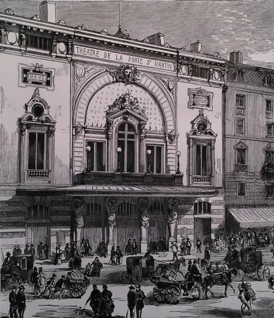 out-of-text engraving - year 1882 Paris Théâtre de la Porte Saint Martin
