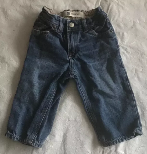 Baby Gap Loose Fit 100% Cotton Blue Denim Jeans Pants Toddler Boys Size 12-18mo