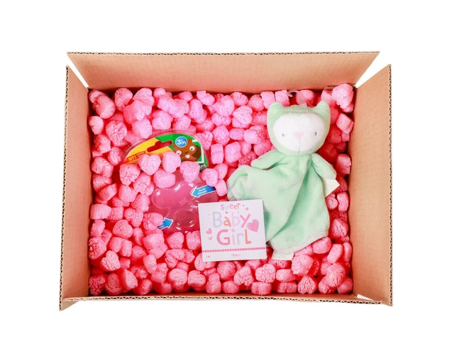 Funpak Packing Peanuts Pink Heart Shape 1.5 Cu Ft Bag Compostable Biodegradable