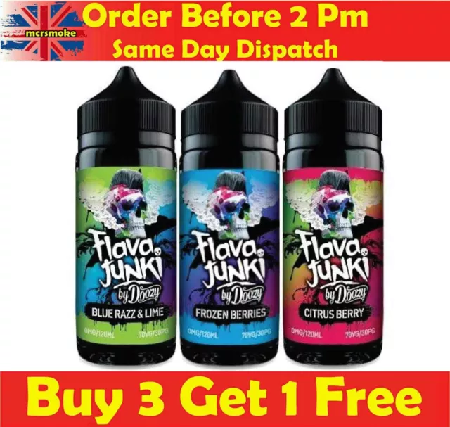 Flava Junki E Liquid 100mL Premium Vape Juice 0mg 70VG 30PG Doozy vape Ecig UK