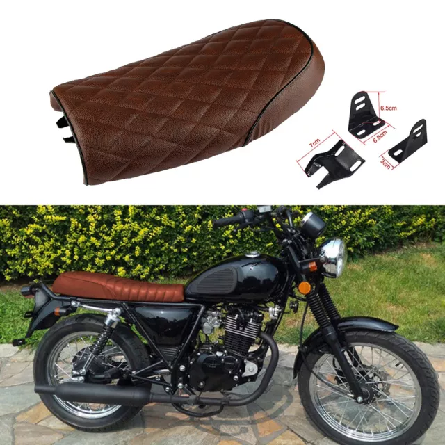 Motorcycle Hump Seat Flat Brat Vintage Saddle For Cafe Racer Yamaha Honda ATV