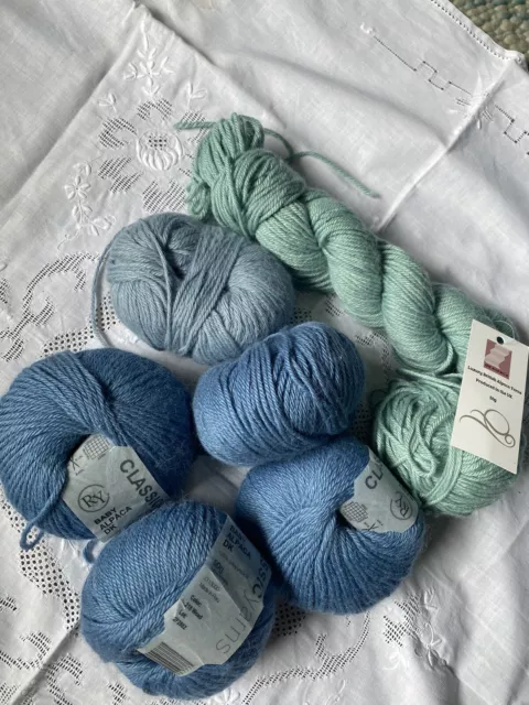 Baby Alpaca and Silk DK Wool/Yarn Mixed Blues Job Lot Bundle