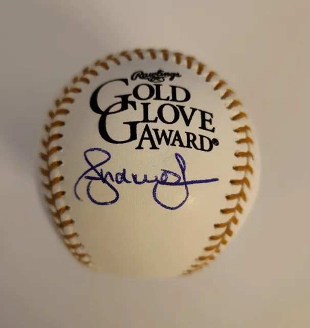 Andrew Jones Signed Autographed Gold Glove Award Baseball JSA Coa 2