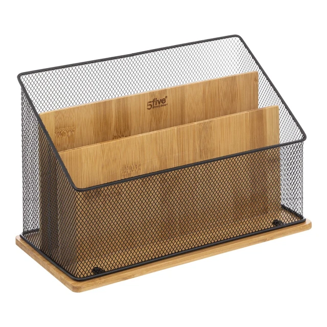 Schreibtisch-Organizer Havi aus Metall Bambus schwarz 29cm Ablagesystem Büro