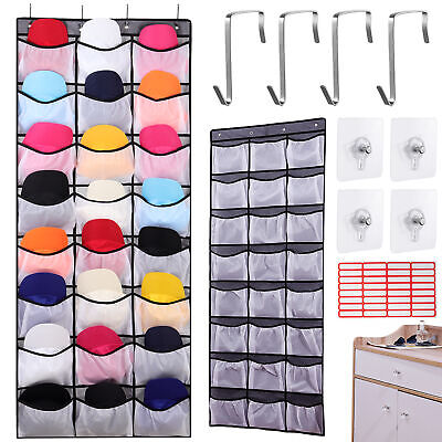 24 Large Pockets Hat Rack for Baseball Caps Wall Storage
