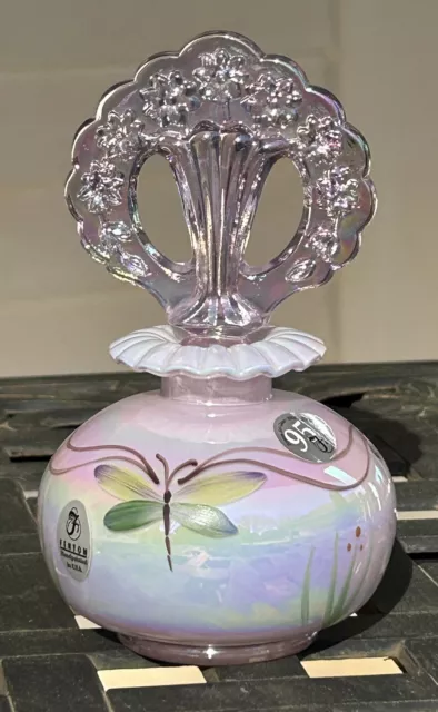 Limited Fenton Art Glass Pink Opalescent Dragonfly Perfume 2906 ZY Box Mint