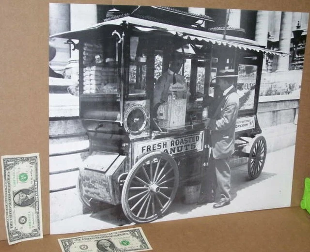 NCR Cash Register CRETORS Popcorn Peanut WAGON -1900's Street Scene -20x16 PHOTO
