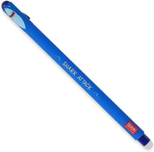 Legami - Penne Gel - Penna Cancellabile - Refill Blu- Bambini - Scuola - Squalo