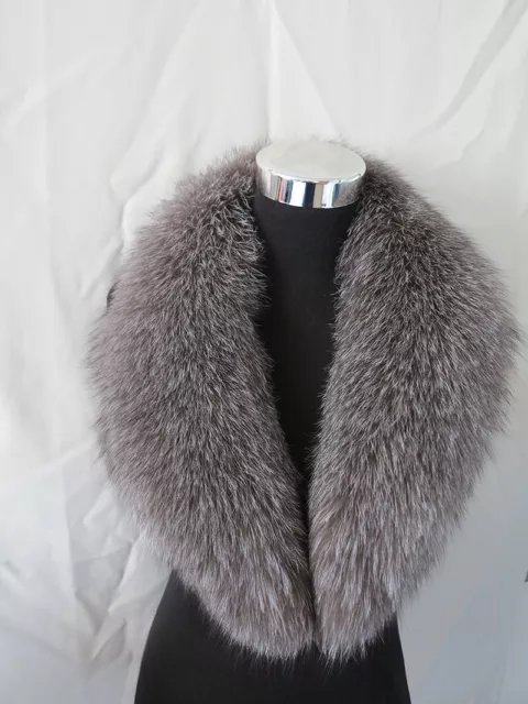 100% Real fox fur collar/ wrap/ jacket collar natural gray  collar  80*15cm