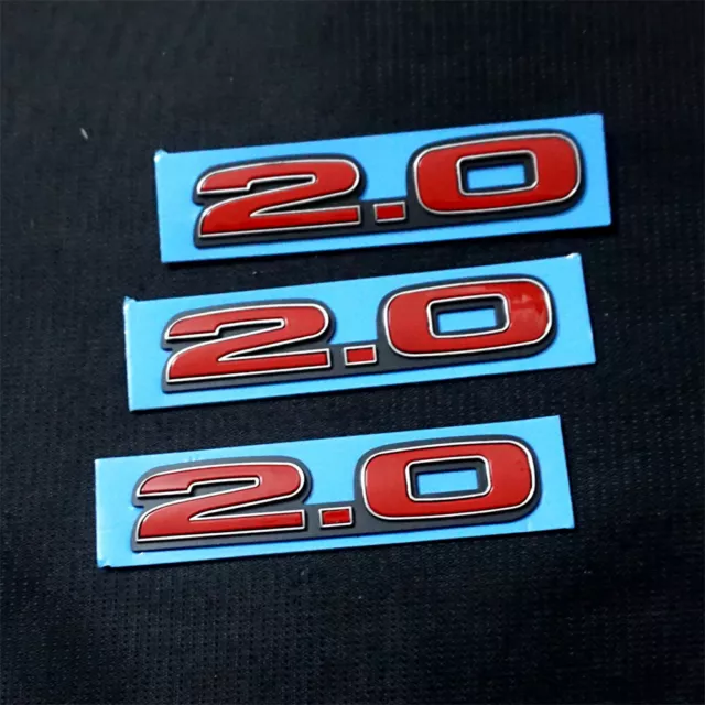 3x Red 2,0 Plastic Sticker Emblem Decal Badge Engine Sports Types Racing Vehicle