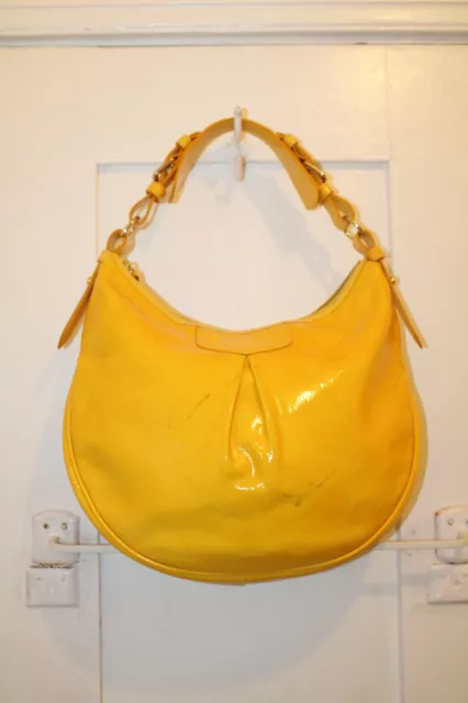 DOONEY & BOURKE Luisa Yellow Patent Leather Shoulder Bag Slouchy Hobo Medium