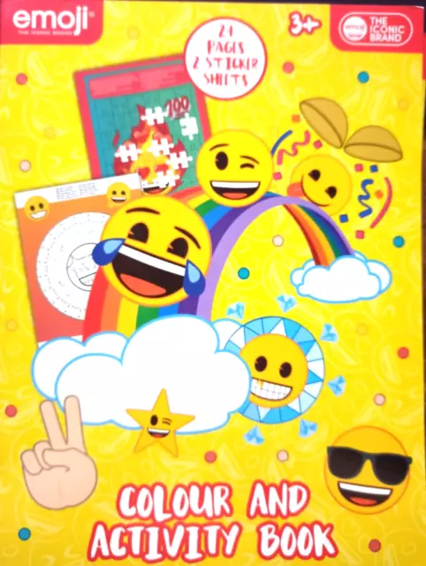 Malbuch- Aktivitätsbuch Emoji 24 Seiten +2 Sticker Blätter Din A4 Kinder, Schule