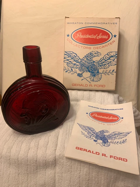 Wheaton Decanter President Gerald R. Ford Glass Bottle Ruby Red w/ Box