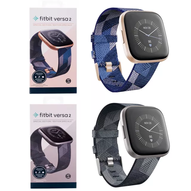 Reloj inteligente Fitbit Versa 2 edición especial seguimiento de fitness azul marino/rosa humo/tejido