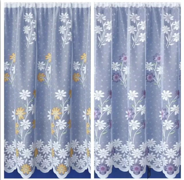 Maple Textiles Primrose daisy white lace net curtain sold by the metre 2 colours