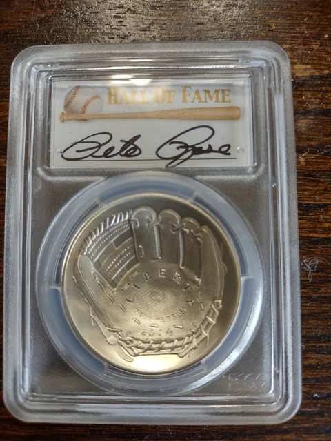 2014 Pete Rose signed PCGS MS69 Baseball Hall Of Fame Silver CommemorativeDollar