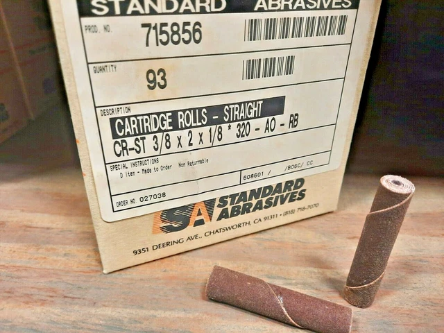 Standard Abrasives 715856 3/8"x2"x1/8" 320Grit A/O Straight Cartridge Rolls