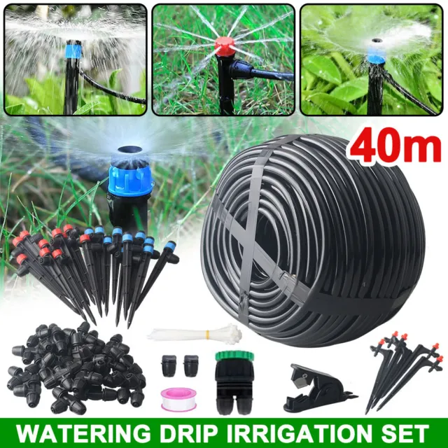 40m Automatic Drip Irrigation Pipe Garden Self Watering Plant Hose Tube Kit UK