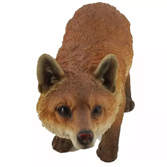 Realistic 40cm Fox Resin Garden Statue - Hand Painted Figurine Lawn Ornament