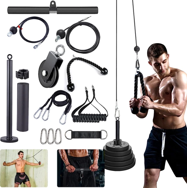 FASPUP Lat Machine Per Palestra Casa - Puleggia Multifunzione Con Cavo, Barra E Accessori - Foto 13