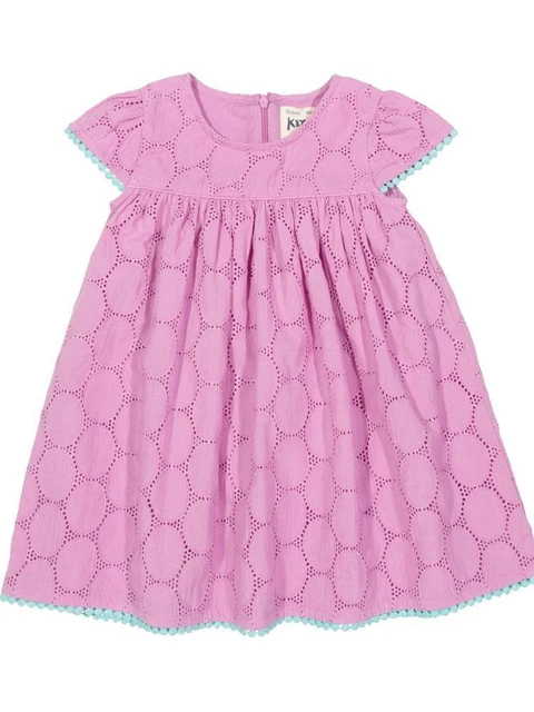 KITE Organic - Abito Broderie Inglese Viola Smock Ragazze da 6-12 mesi