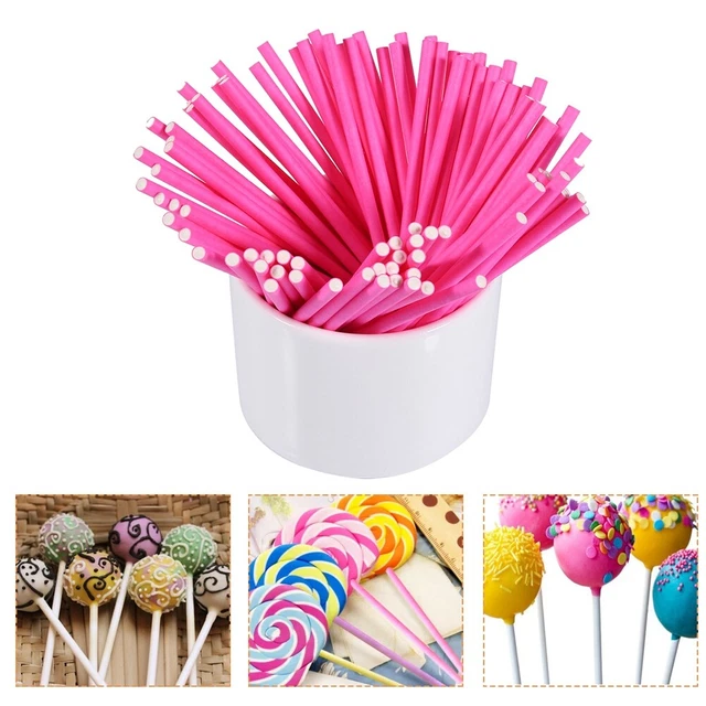 (10cm Pink)100Pcs/Set Colorful Sticks Cake Pop Sticks For Candy Chocola