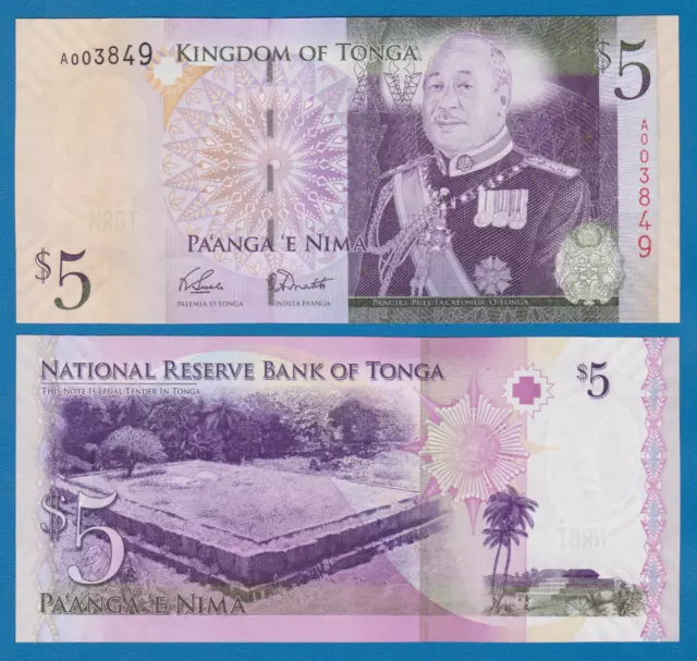 TONGA 5 Pa'anga P 39 (ND 2008 2009) UNC