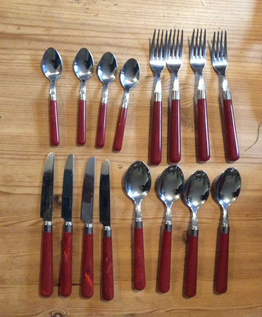 Vintage red clearance handled silverware