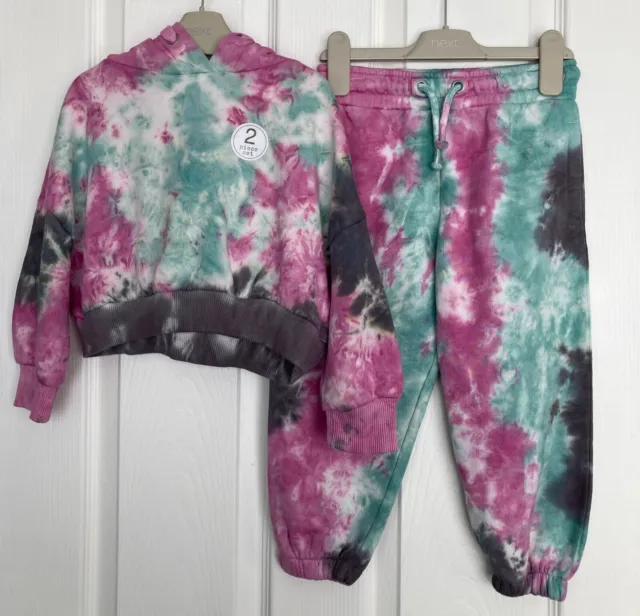 NEW NEXT GIRLS Bright Tie Dye Hoodie And Joggers Set Size 4 Years