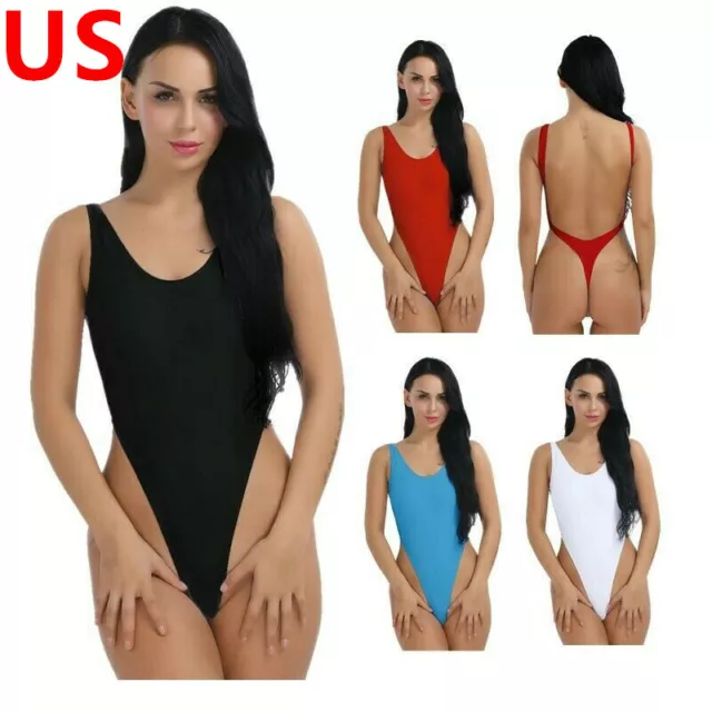 US_Sexy Women High Cut Bikini Leotard Thong Bodysuit Swimsuit One-Piece Swimwear