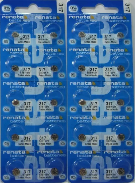 Renata 20 317 Silver Oxide Electronic Zero Mercury Batteries