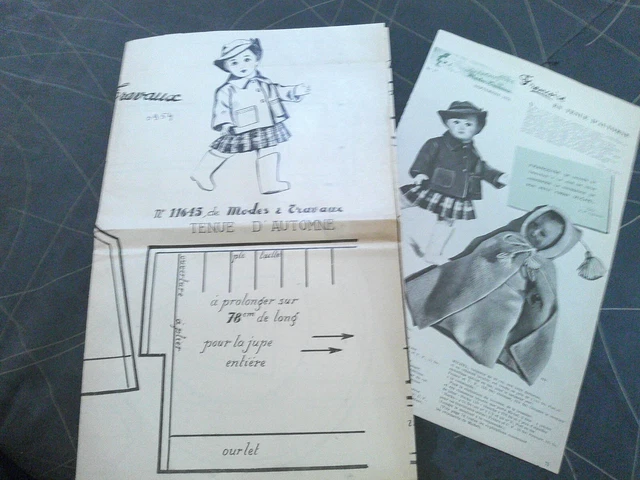 Patron De Couture Modes Et Travaux Février 1976 – Vêtements De Poupée, Non Découpé, Complet !
