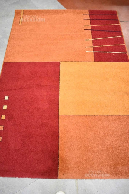 Tappeto Capri 133x195cm Fantasia Geometrica Moderna Rossa Gialla Arancione