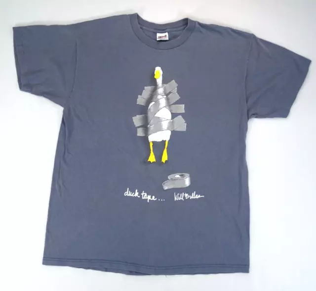 Vintage  90s 1997 Will Bullas Duck Tape Funny Graphic T Shirt Size XL Anvil Duct