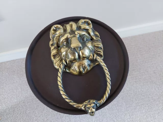 Stunning Brass Lion Head Antique Doorknocker 21x11 Cm