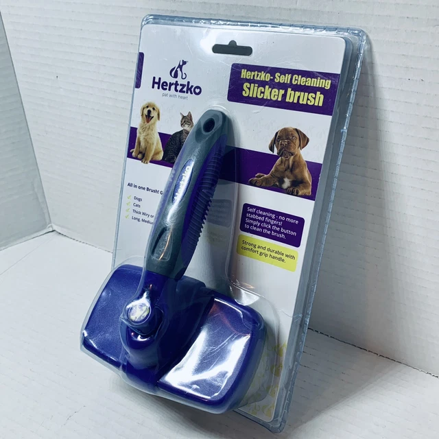 Hertzko Self Cleaning Dog Cat Slicker Brush Grooming Fur Comb Shedding Hair 2