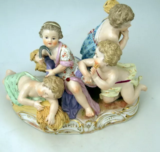 Meissen Figur Jahrenzeiten Gruppe 4 Amoretten Sommer Kaendler Mnr:2490 Um 1870 2