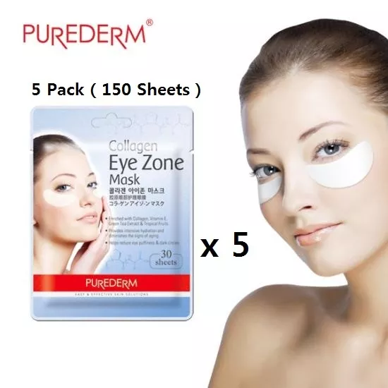 Purederm Kollagen Augenzone Maske Pack Augenmaske 150 Blatt (5er-Pack) Koreanische Kosmetik