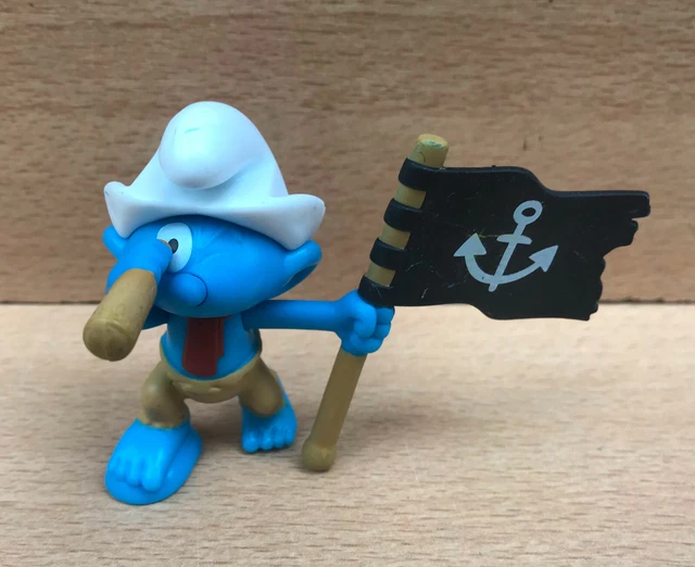 Figurine Schtroumpf Rare – Porte-drapeau Européen – Édition Foncée – Collection Schleich