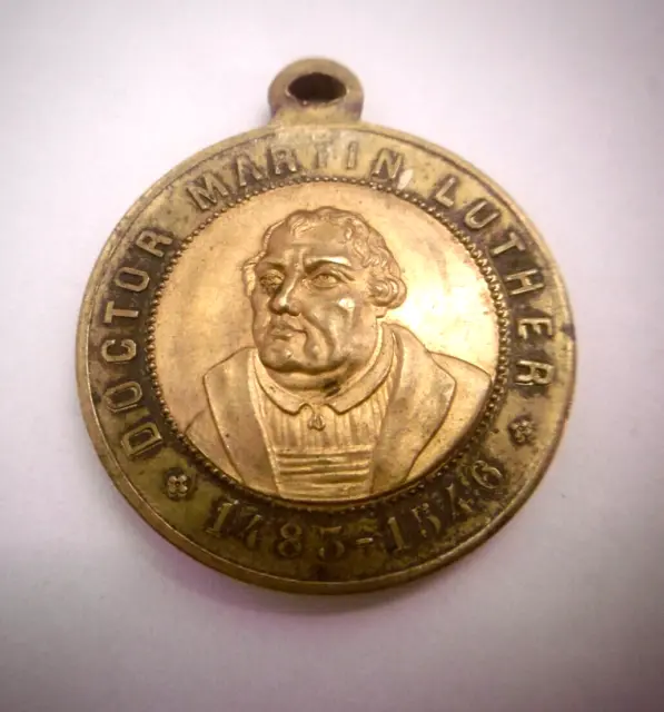 Alte Martin Luther Medaille "Zum 400-jährigem Luther Jubiläum", 1885 Ø 2,8 cm