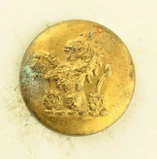 1810s 50s Livery Lion Rampant Holding Clam Shell Uniform Button