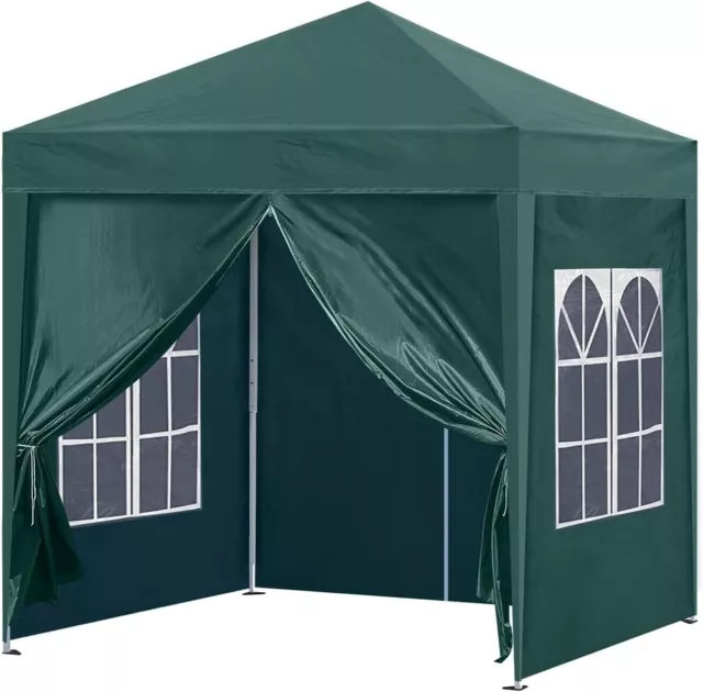 Falt Pavillon Grün Pavillion mit Seitenteilen Gartenzelt Dachmaß 3x3m 003gr