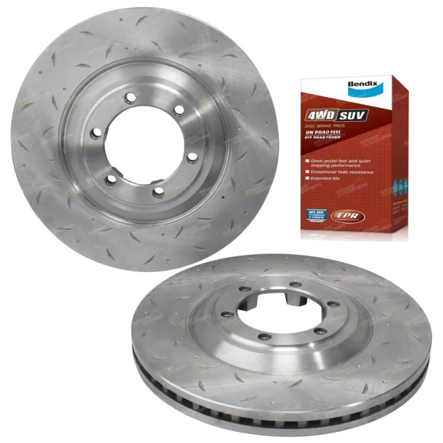 Front Slotted Drilled Disc Brake Rotors + Bendix Pads for Colorado RG & 7 12~