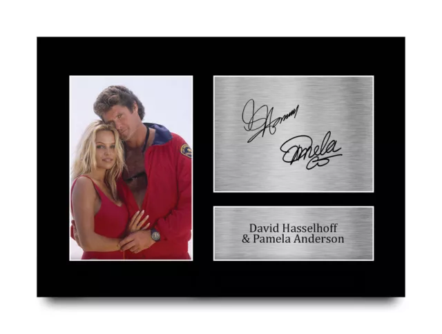 David Hasselhoff & Pamela Anderson Baywatch Signed Autograph A4 Print for TV Fan