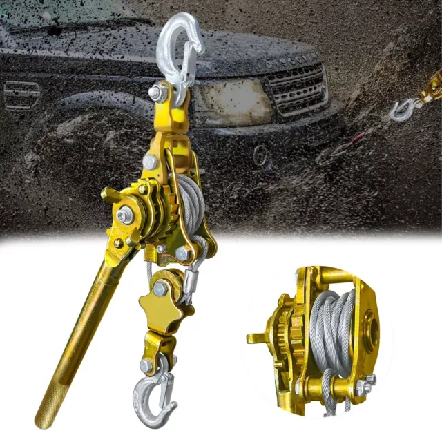 Come Along 1 Ton Cable Winch Puller Double Rope 7Ft Heavy Duty Hand Puller 2200L