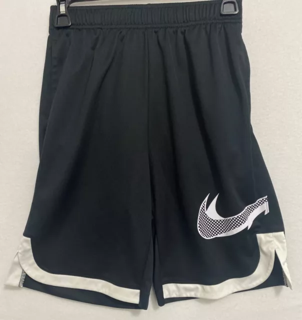 Nike Boys Youth Shorts Dri-Fit Big Swoosh Basketball Black Printed Gym X-LARGE