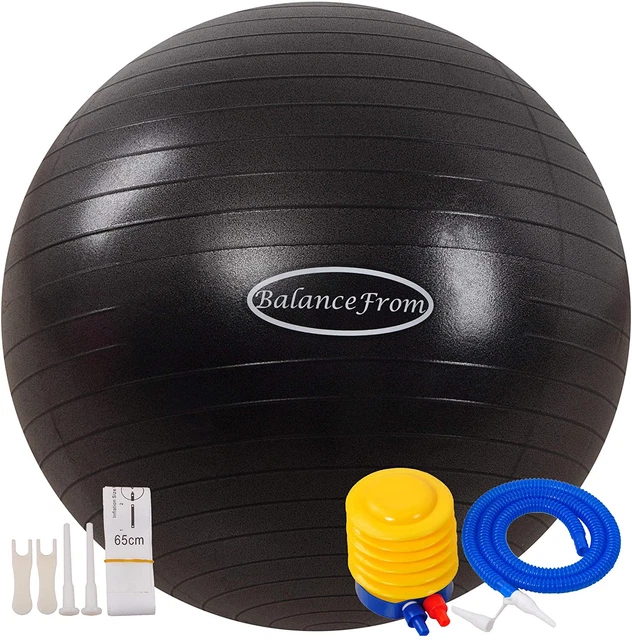 Anti-Burst Exercise Fitness Ball: Slip Resistant, Quick Pump, 2,000-Pound