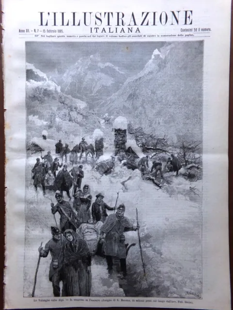 L'Illustrazione Italiana 15 Febbraio 1885 Mar Rosso Valanghe su Alpi Tisi Londra