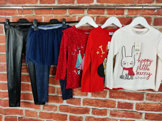 GIRLS BUNDLE AGE 5-6 YEARS NEXT H&M etc LEGGINGS TUTU T-SHIRT I AM 5 XMAS 116CM
